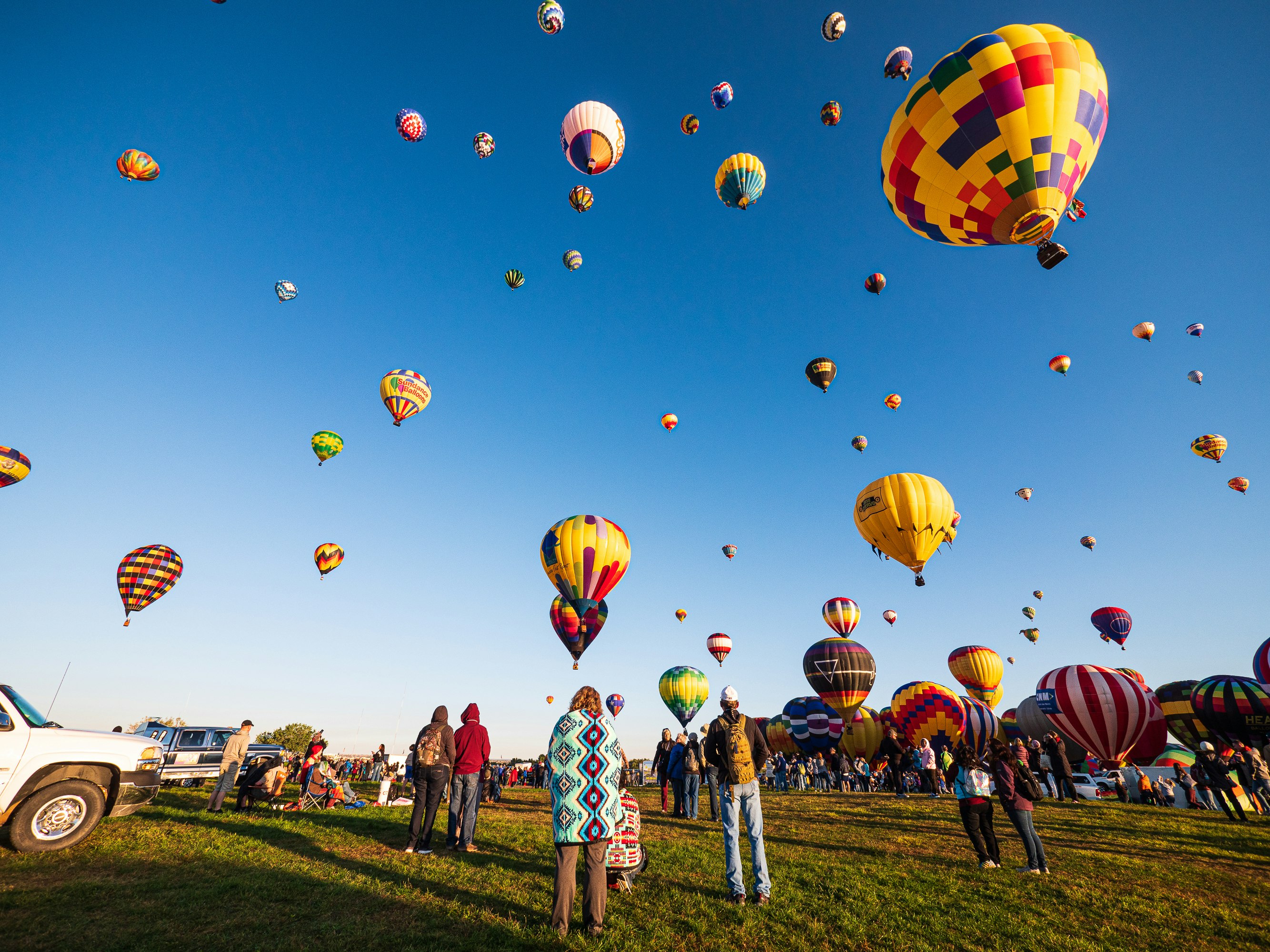 hot air balloons on green grass field under blue sky during daytime